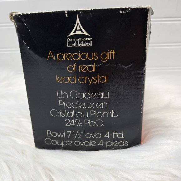 Vtg Anna Hutte Bleikristall 24% Lead Crystal Hand Cut Signed Footed Bowl 5x7x4.5 - Picture 6 of 11